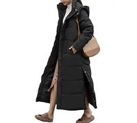 GUOCU Damen Winterjacke Lang Daunenjacke Lang Mantel Daunenmantel Steppmantel Wintermantel mit Kapuze Winter Warm Maxi Parka Jacke Seitlich Geteilt Steppjacke Outwear Schwarz 3XL