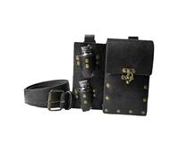 Guohetuk Gürteltasche Mittelalterliche Bauchtasche Fantasie Gürtelbeutel Zauberer Handytasche aus Weichem PU für LARP Comic Con Kostümpropp Alltag, Schwarz