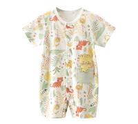 gurcooc Baby Jungen Mädchen Strampler Neugeborene Kurzarm Bodysuit Cartoon Sommer Floral Jumpsuit Onesie Outfit Set, 0-18 Monate