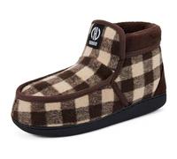 GURGER Hausschuhe Herren Hausstiefel Warm Plüsch Gefütterte Hüttenschuhe Mokassin Winter Geschlossen Rutschfester Pantoffeln Hohe Hüttenstiefel für Männer Braun Größe 40 41