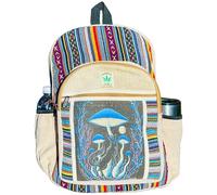 Gurkha Handgefertigter, einzigartiger Himalaya-Hanf-Rucksack, 43,2 cm, großer Rucksack, Hippie, Festival, Wandern und Tablet - handgefertigt im Mount Everest Country Nepal, Mix, 17 X 13 Inch, Rucksack
