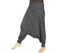 GURU SHOP Afghani Hose aus Bio-Baumwolle, Organic Haremshose, Pluderhose, Yogahose, Aladinhose - Schwarz, Damen, Size:S