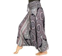 GURU SHOP Afghani Hose, Overall, Jumpsuit, Haremshose, Pluderhose, Pumphose, Aladinhose, Damen, Schwarz/Taubengrau, Synthetisch, Size:38, Pluderhosen & Aladinhosen Alternative Bekleidung
