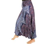 GURU SHOP Afghani Hose, Overall, Jumpsuit, Haremshose, Pluderhose, Pumphose, Aladinhose - Marine/pink, Damen, Synthetisch