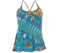 GURU SHOP Batik Hippie Top - Blau, Damen, Synthetisch