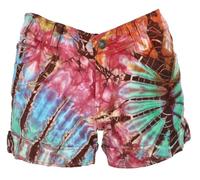 GURU SHOP Batik Jeans Pantys, Unikat Shorts, Unikat Kurze Hose - Orange/pink/bunt, Damen, Size:L