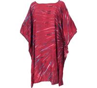 GURU SHOP Batik Kaftan, Ibiza-Style Tunika, Boho Bluse, Damen Maxibluse - rot