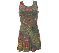 GURU SHOP Batik Minikleid, Boho Tank-Kleid - Olive, Damen
