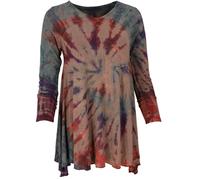 GURU SHOP Batik Minikleid, Langarm Boho Tunika, Batikkleid - Braun, Damen, Synthetisch