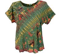 GURU SHOP Batik T-Shirt, Blusentop - Olivgrün, Damen
