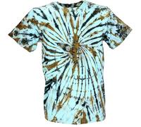 GURU SHOP Batik T Shirt, Herren Kurzarm Shirt - Aqua/Spirale, Size:XL