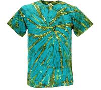 GURU SHOP Batik T Shirt, Herren Kurzarm Shirt - Blau, Size:XL