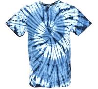 GURU SHOP Batik T Shirt, Herren Kurzarm Shirt - Blau/Spirale, Baumwolle, Size:L