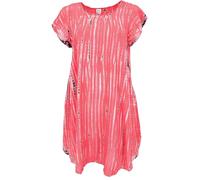 GURU SHOP Batik Tunika, Midikleid, Strandkleid, Kurzarm Sommerkleid Für Starke Frauen - Himbeerrot, Damen, Synthetisch