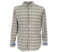 GURU SHOP Bedrucktes Hemd, Freizeithemd, Baumwollhemd - Grau/beige, Herren, Size:M