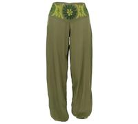 GURU SHOP Bestickte Boho Pluderhose, Muckhose, Haremshose - Olivgrün, Damen