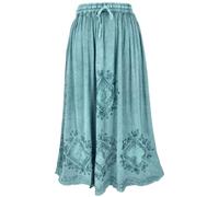 GURU SHOP Bestickter Boho Hippierock, Indischer Maxirock - Aqua/Design 9, Damen