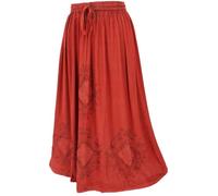 GURU SHOP Bestickter Boho Hippierock, Indischer Maxirock - Rot/Design 9, Damen