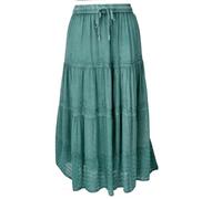 GURU SHOP Bestickter Boho Hippierock, indischer Maxirock, Viskose | Maxi-Rock mit elastischem Bund, Kordelband, transparenter Saum, weit geschnitten, ideal für den Sommer.