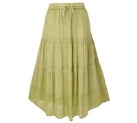 GURU SHOP Bestickter Boho Hippierock, indischer Maxirock, Viskose | Maxi-Rock mit elastischem Bund, Kordelband, transparenter Saum, weit geschnitten, ideal für den Sommer.