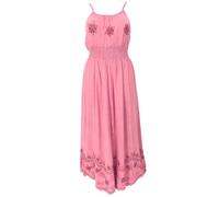 GURU SHOP Besticktes Boho Sommerkleid, langes Kleid, pink