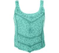 GURU SHOP Besticktes Boho Top mit Stickerei, Damen, Viskose, Aqua