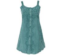 GURU SHOP Besticktes Indisches Boho Kleid, Hippie Chic Minikleid - Ozeangrün Design 9, Damen