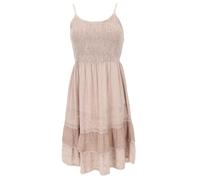 GURU SHOP Besticktes Indisches Boho Kleid, Sommerkleid, Minikleid Hippie Chic - Beige, Damen