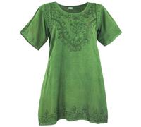 GURU SHOP Besticktes Indisches Hippie Tunila, Boho-chic Bluse - Grün #2, Damen, Synthetisch