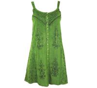 GURU SHOP Besticktes Indisches Kleid, Boho Minikleid - Grün Design 7, Damen, Synthetisch