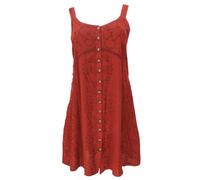GURU SHOP Besticktes Indisches Kleid, Boho Minikleid - Rot/Design 23, Damen, Synthetisch