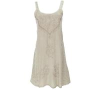 GURU SHOP Besticktes Indisches Minikleid Boho Chic, Hippie Tunika - Beige Design 16, Damen, Synthetisch
