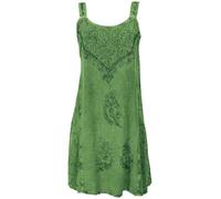 GURU SHOP Besticktes Indisches Minikleid Boho Chic, Hippie Tunika - Grün Design 16, Damen, Synthetisch