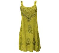 GURU SHOP Besticktes Indisches Minikleid Boho Chic, Hippie Tunika - Lemon Design 16, Damen, Synthetisch