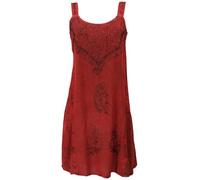 GURU SHOP Besticktes Indisches Minikleid Boho Chic, Hippie Tunika - rot Design 16, Damen, Synthetisch