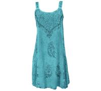 GURU SHOP Besticktes Indisches Minikleid Boho Chic, Hippie Tunika - Türkisblau Design 16, Damen, Synthetisch