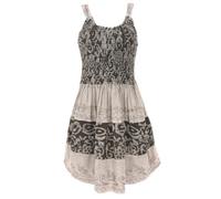 GURU SHOP Besticktes Indisches Minikleid Boho Chic, Mittelalterkleid - Grau, Damen