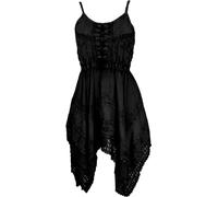 GURU SHOP Besticktes Indisches Minikleid Boho Chic, Zick Zack Hippie Tunika, Mittelalterkleid - Schwarz, Damen, Synthetisch