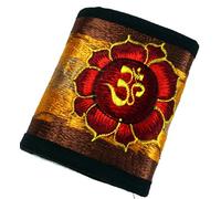 GURU SHOP Besticktes Portemonnaie - Lotus OM Rot, Unisex - Erwachsene, Baumwolle, 10x12 cm