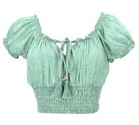 GURU SHOP Blusentop Chic, Seidige Hippie Bluse, Damen, Grün, Synthetisch, Size:38