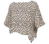 GURU SHOP Boho Blusentop, Asymmetrische Basic Kurzarmbluse, Weite Sommerbluse - Schwarz/weiß, Damen