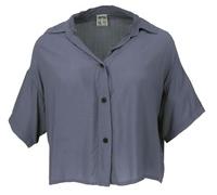 GURU SHOP Boho Blusentop, Basic Kurzarmbluse, Weite Sommerbluse - Blaugrau, Damen