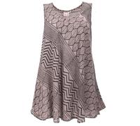 GURU SHOP Boho Blusentop, Leichtes Longtop Blockdruck - Anthrazit, Damen, Size:M