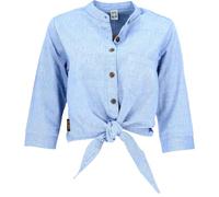 GURU SHOP Boho Blusentop zum Binden, Bluse, Leinenlook - Blau, Damen, Baumwolle, Size:M