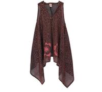 GURU SHOP Boho Kaftan Mantel, Langer Offener Poncho, Tunika - Rotbraun, Damen