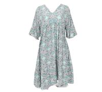 GURU SHOP Boho Kurzarm Sommerkleid, Maxikleid, Strandkleid, Plus Size Sommerkleid - Grau, Damen, Synthetisch