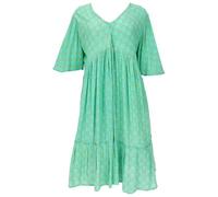 GURU SHOP Boho Kurzarm Sommerkleid, Maxikleid, Strandkleid, Plus Size Sommerkleid - Grün, Damen, Synthetisch