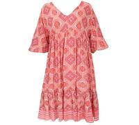 GURU SHOP Boho Kurzarm Sommerkleid, Maxikleid, Strandkleid, Viskose | Leichtes, wadenlanges Kleid, weit geschnitten, angenehm weich, ideal für große Größen, perfekt für den Sommer.