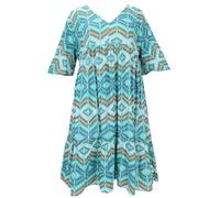 GURU SHOP Boho Kurzarm Sommerkleid, Maxikleid, Strandkleid, Viskose | Leichtes, wadenlanges Kleid, weit geschnitten, angenehm weich, ideal für große Größen, perfekt für den Sommer.