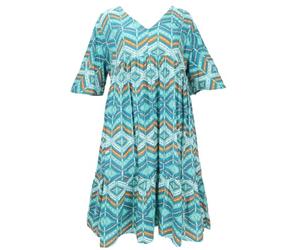 GURU SHOP Boho Kurzarm Sommerkleid, Maxikleid, Strandkleid, Viskose | Leichtes, wadenlanges Kleid, weit geschnitten, angenehm weich, ideal für große Größen, perfekt für den Sommer.